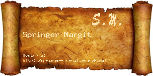 Springer Margit névjegykártya